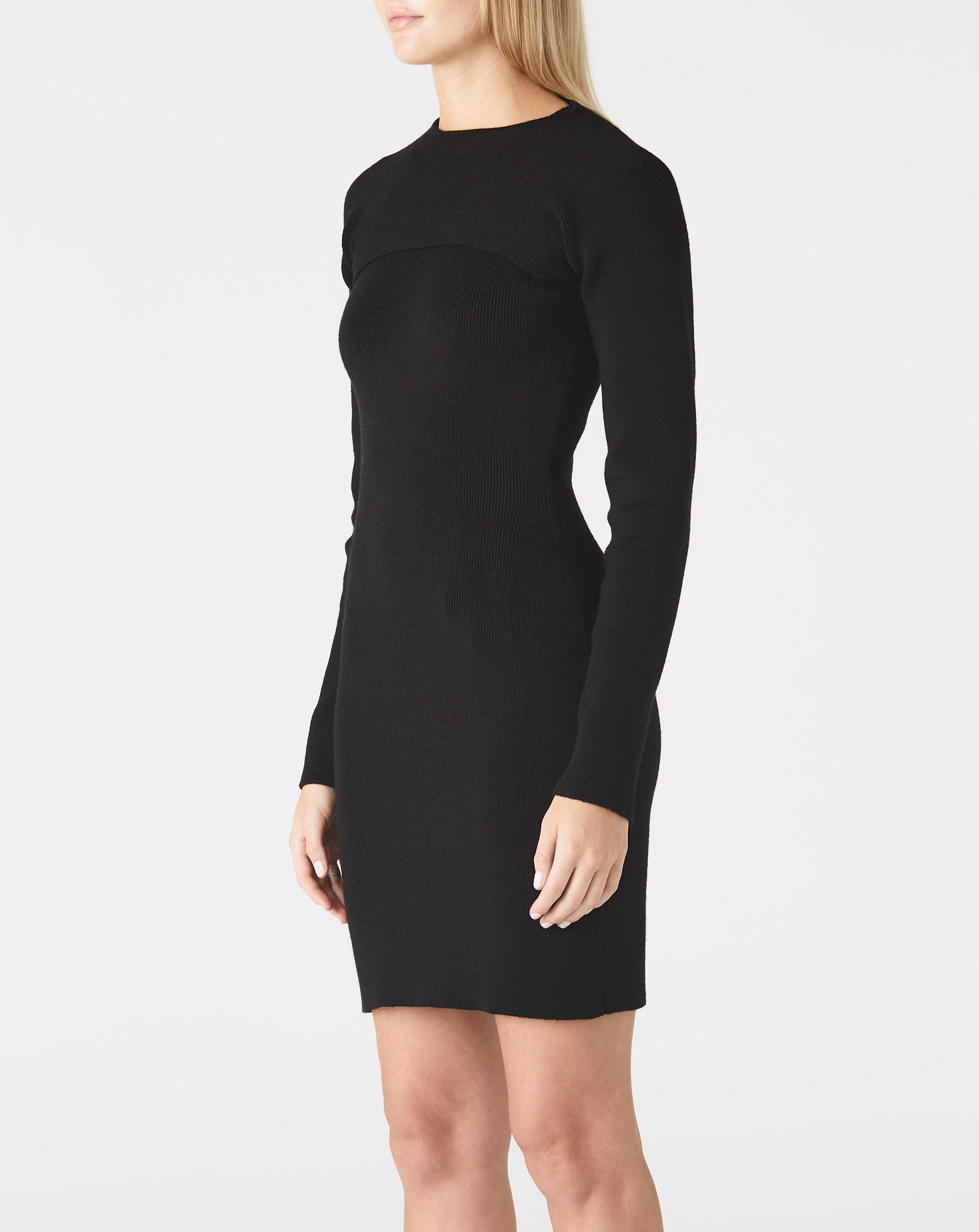 Long Sleeve Wool Rib Mini Dress