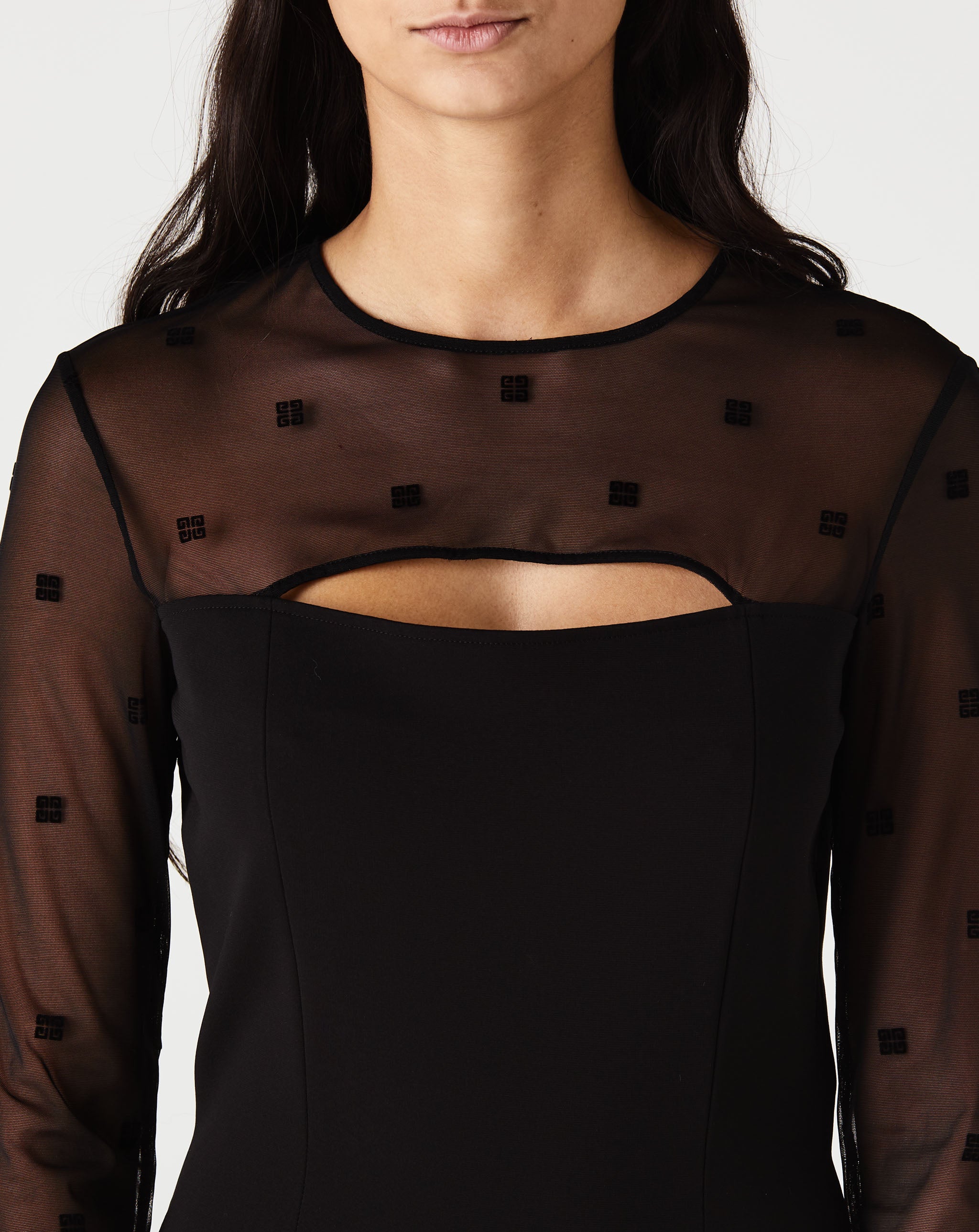 Long Sleeve Sheer Cut Out Dress