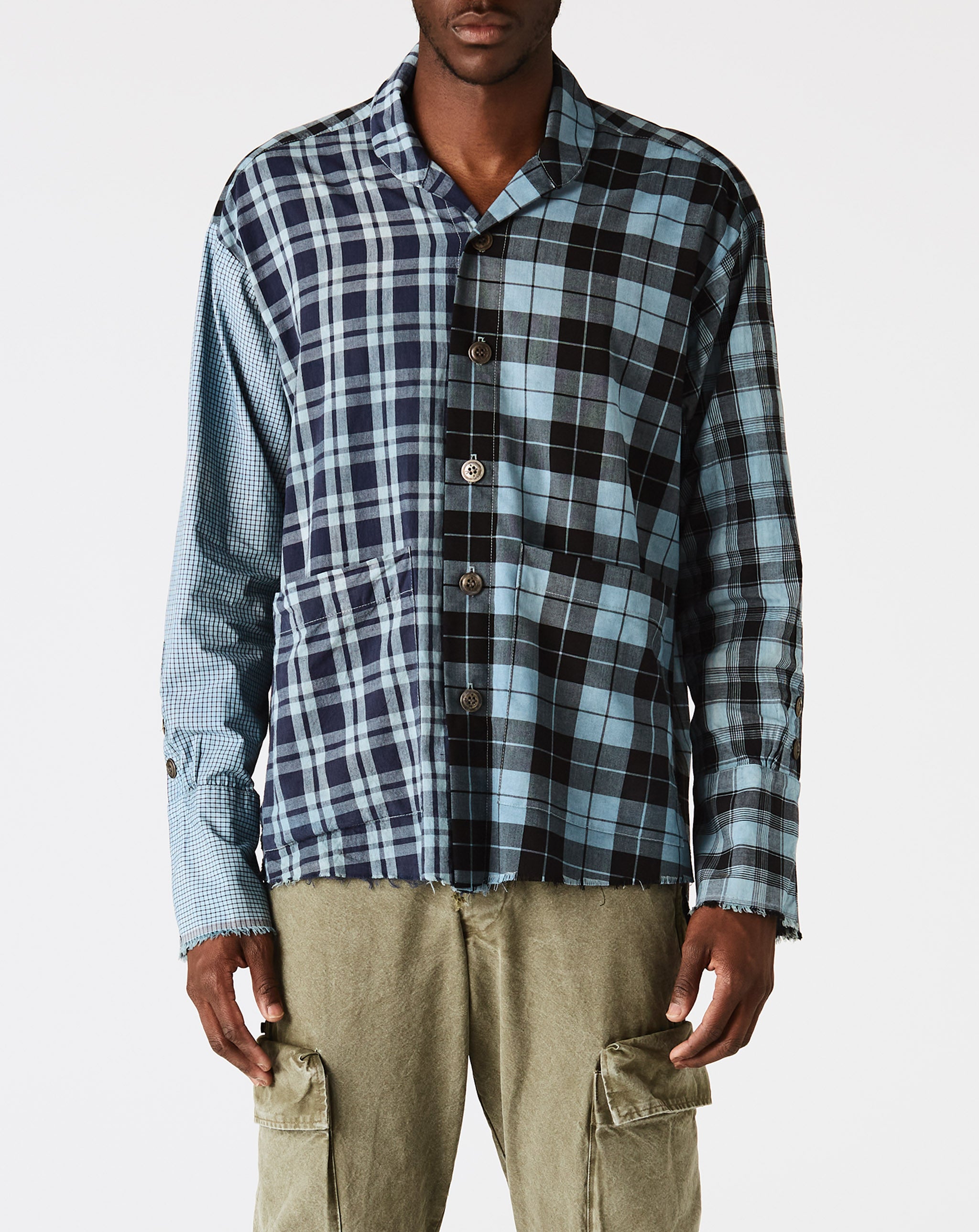 Mixed Plaid Boxy Shirt