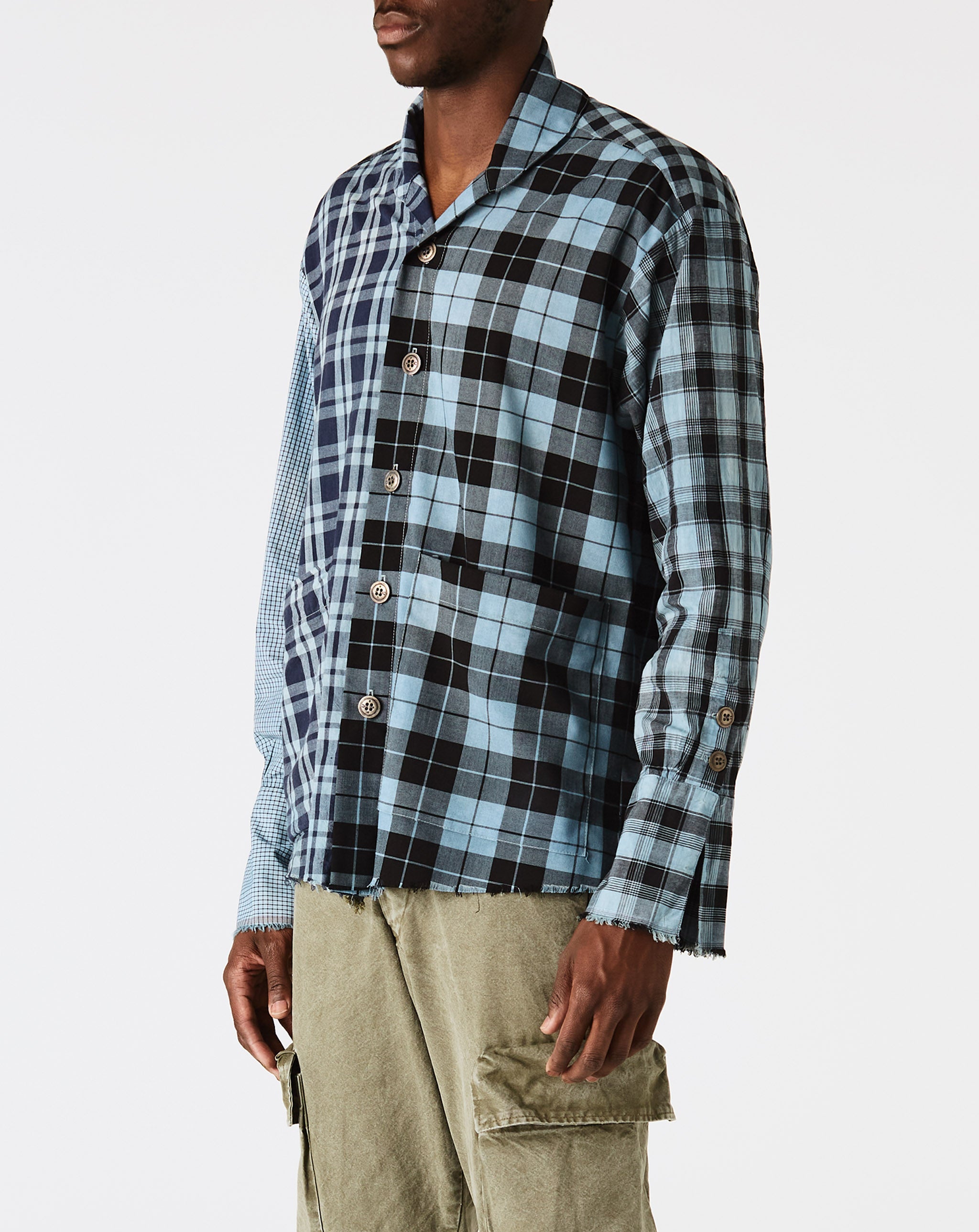Mixed Plaid Boxy Shirt