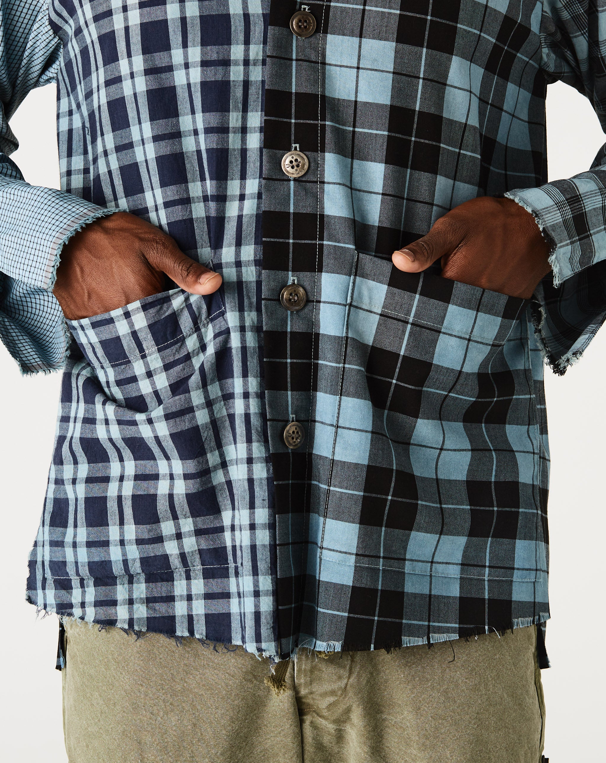 Mixed Plaid Boxy Shirt