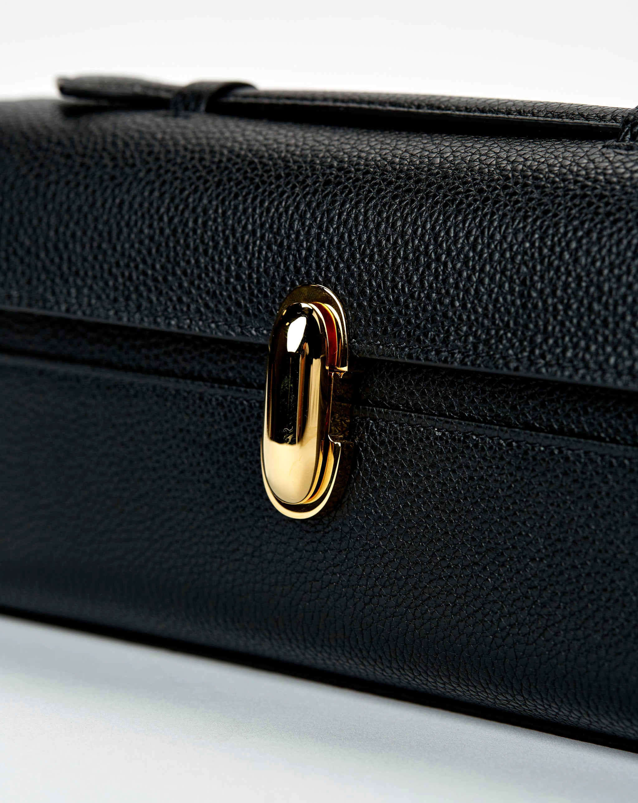 Slim Symmetry Pochette in Black Grained Leather