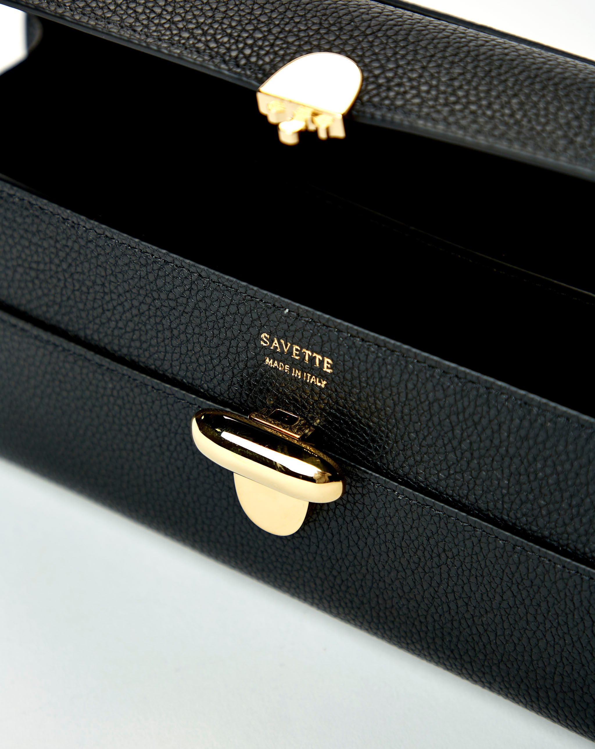 Slim Symmetry Pochette in Black Grained Leather
