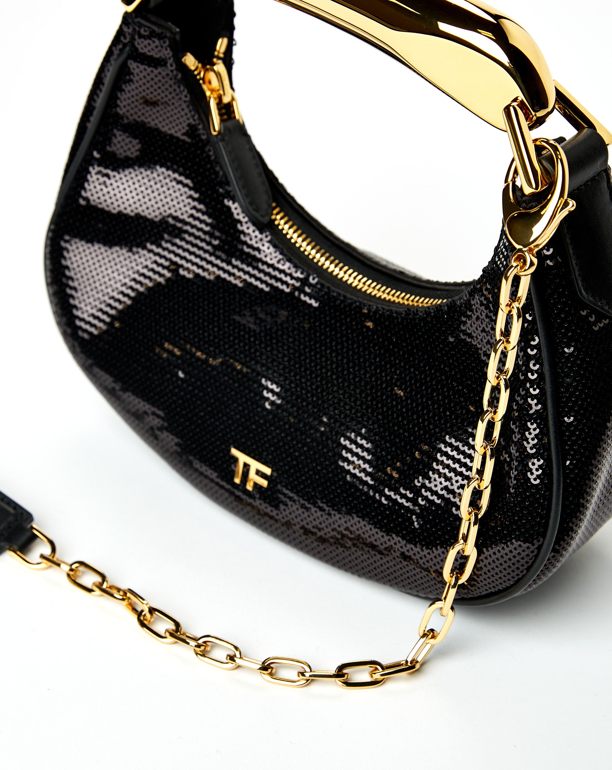 Sequins And Laminated Calf Mini Hobo