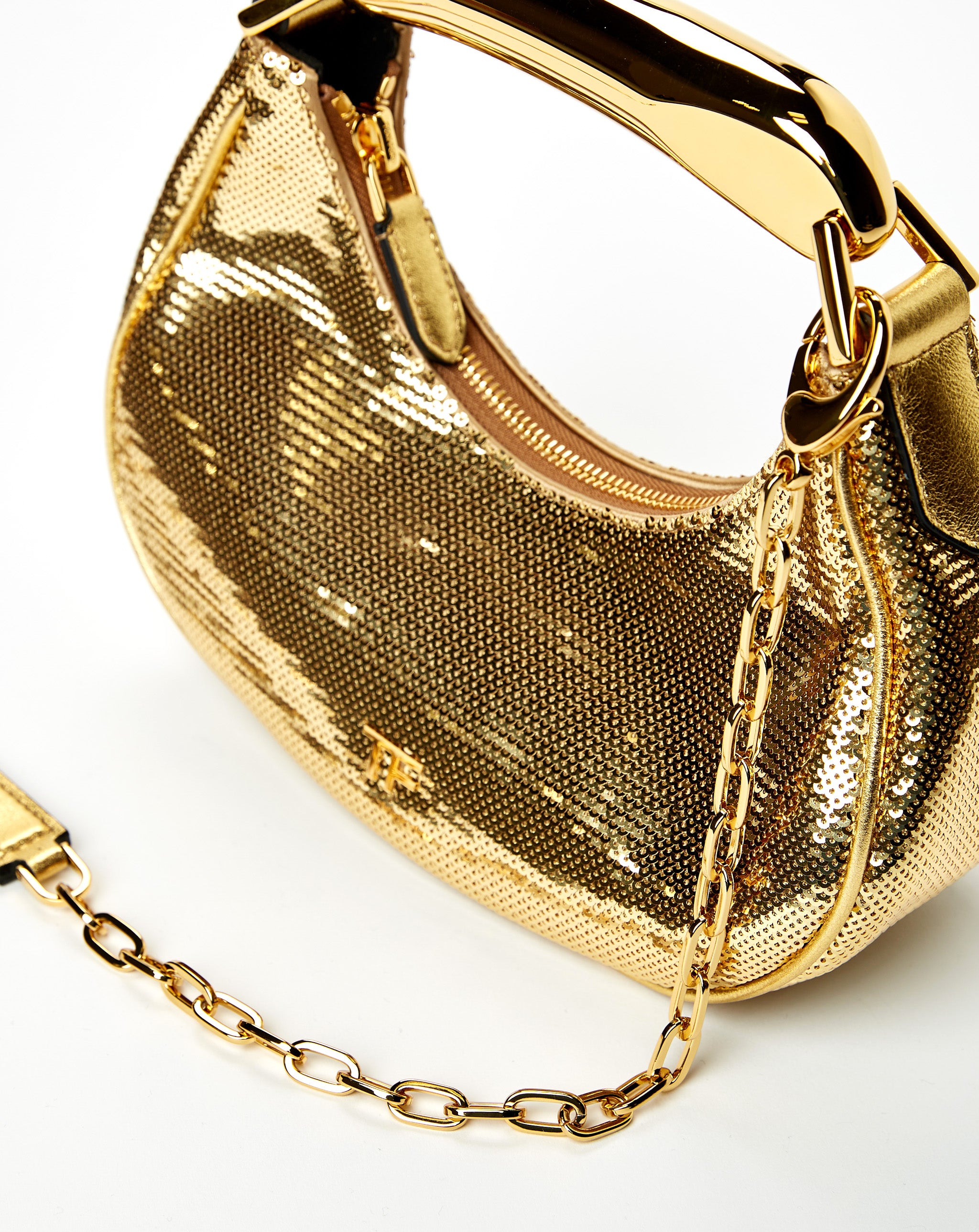 Sequins And Laminated Calf Mini Hobo