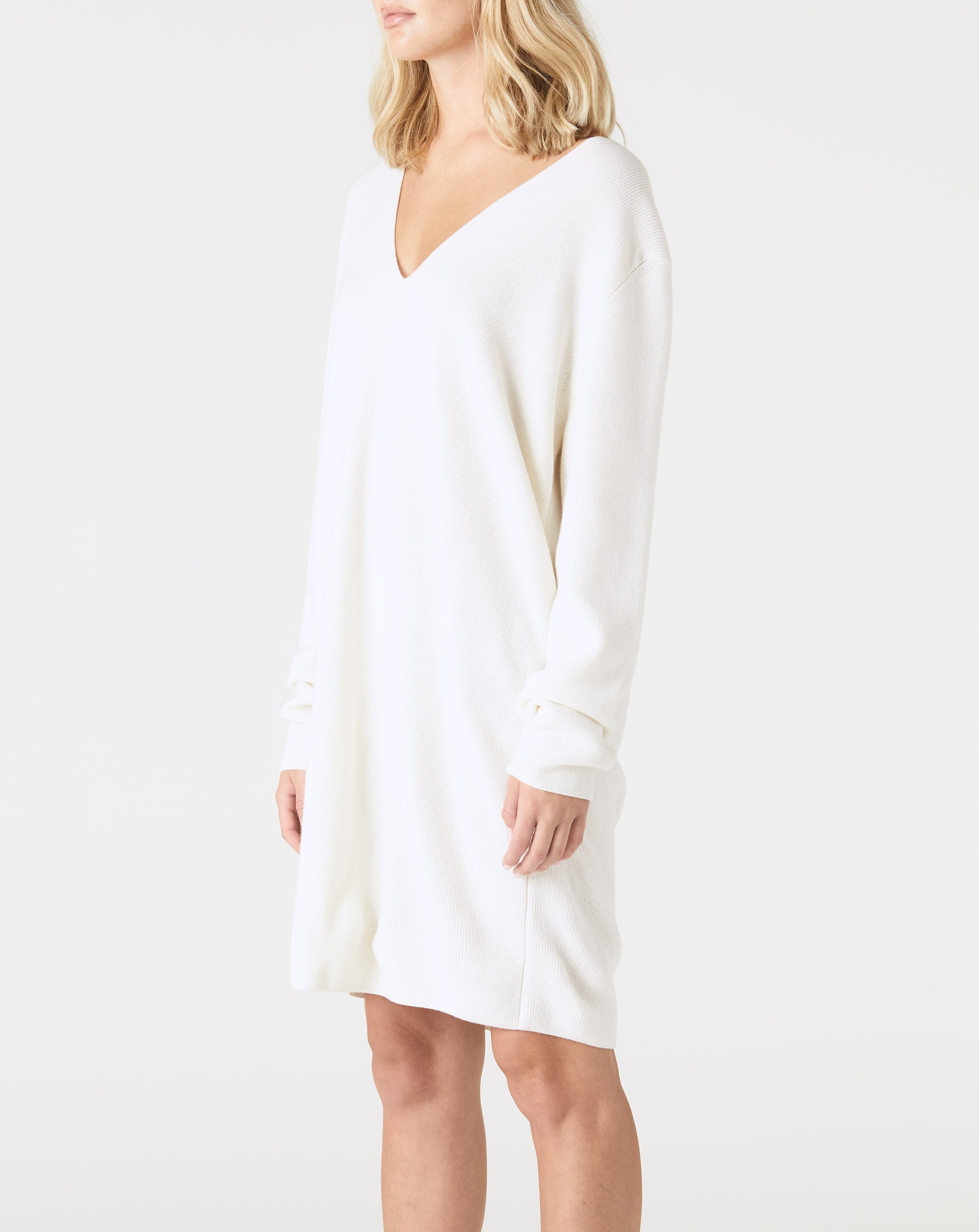 Cashmere Long Sleeve V-Neck Dress