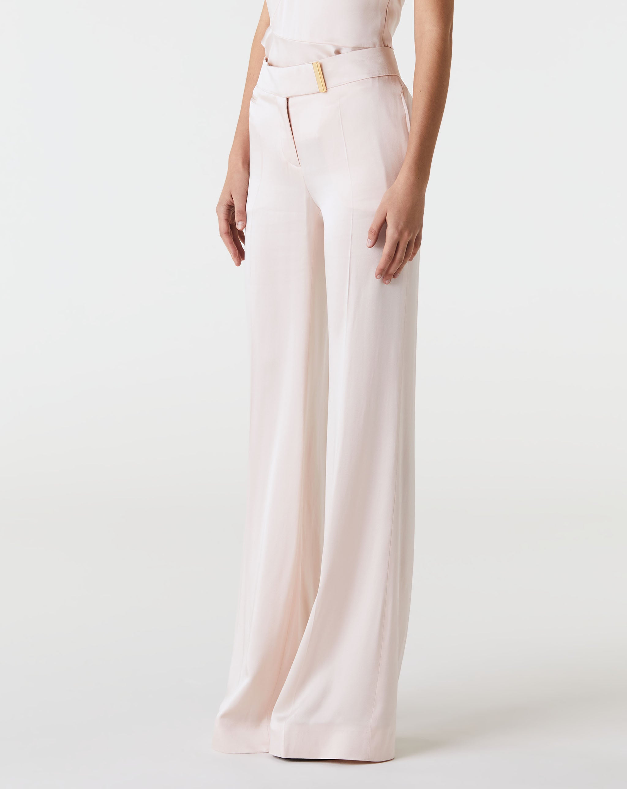 Fluid Double Face Satin Wide Leg Pants