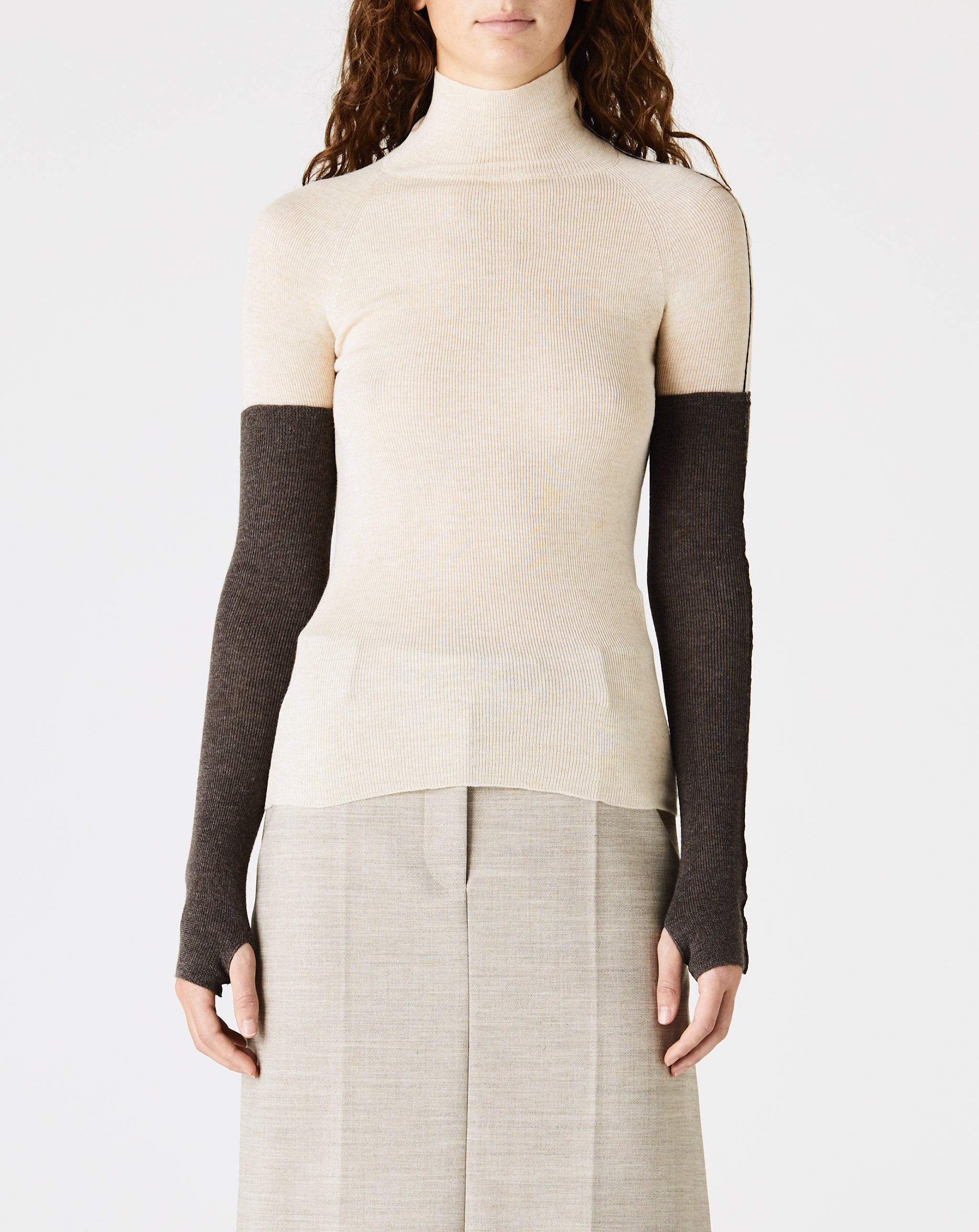 Combo Sleeve Turtleneck Sweater