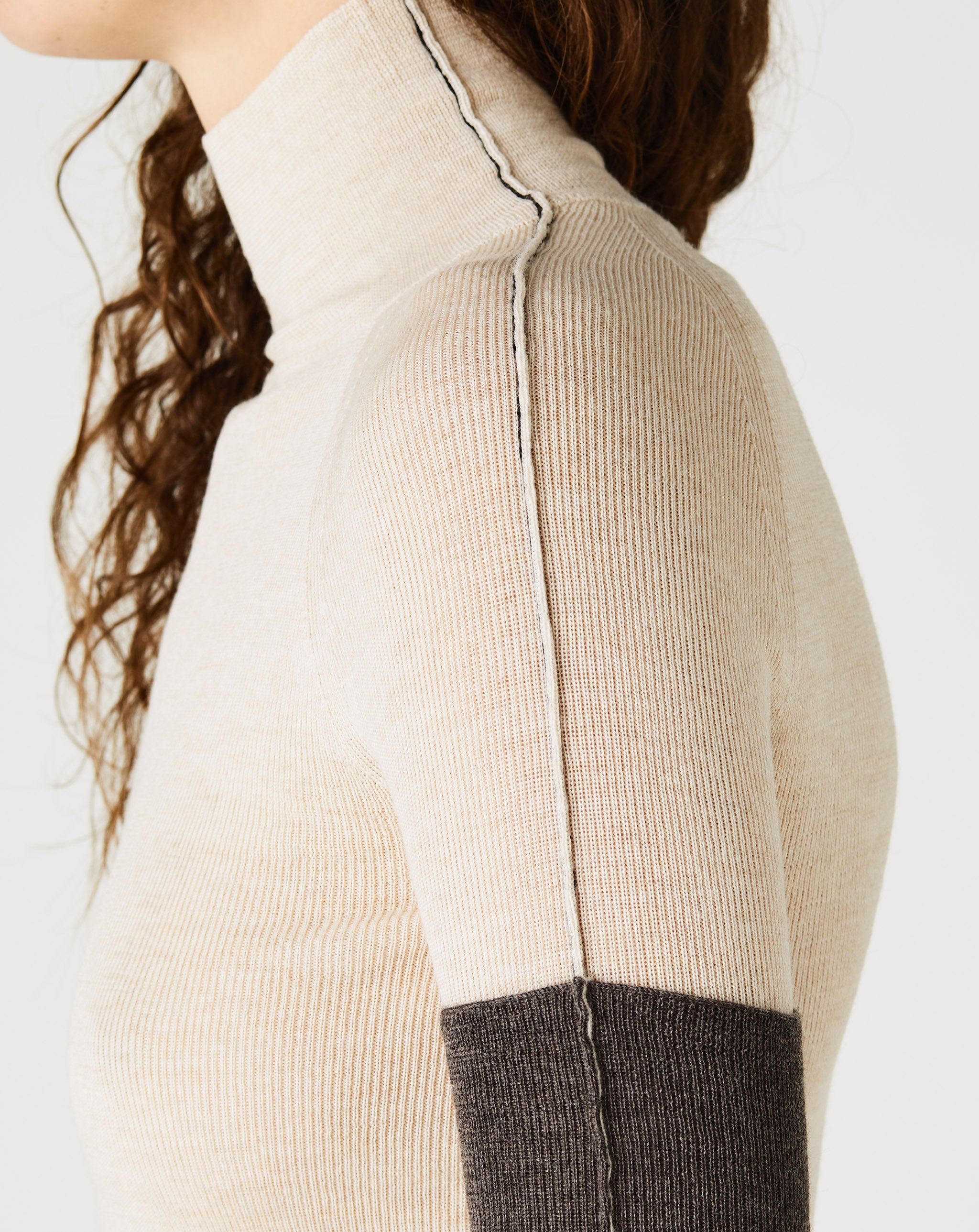 Combo Sleeve Turtleneck Sweater
