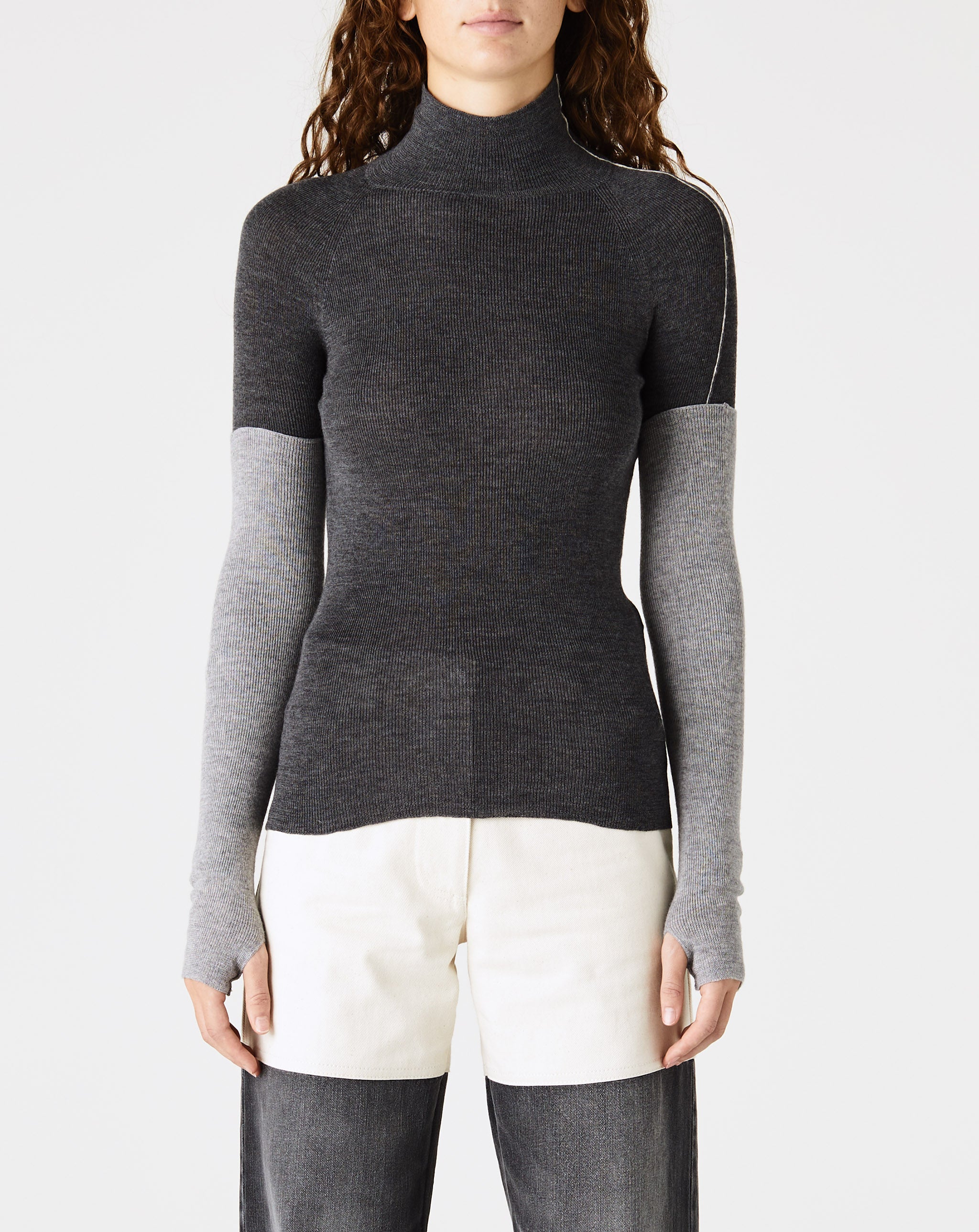 Combo Sleeve Turtleneck Sweater