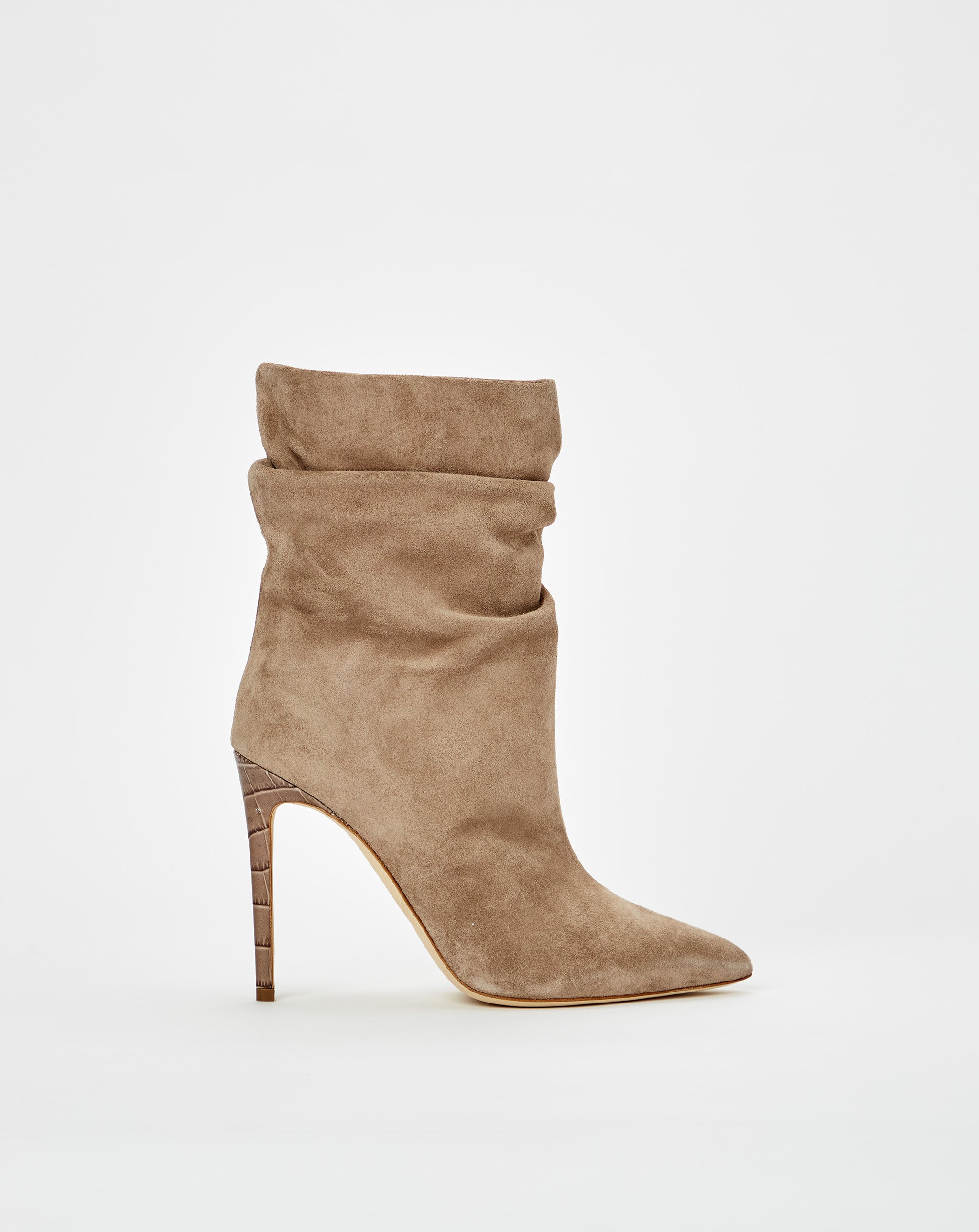 Cafe Suede Stiletto Slouchy Ankle Boot