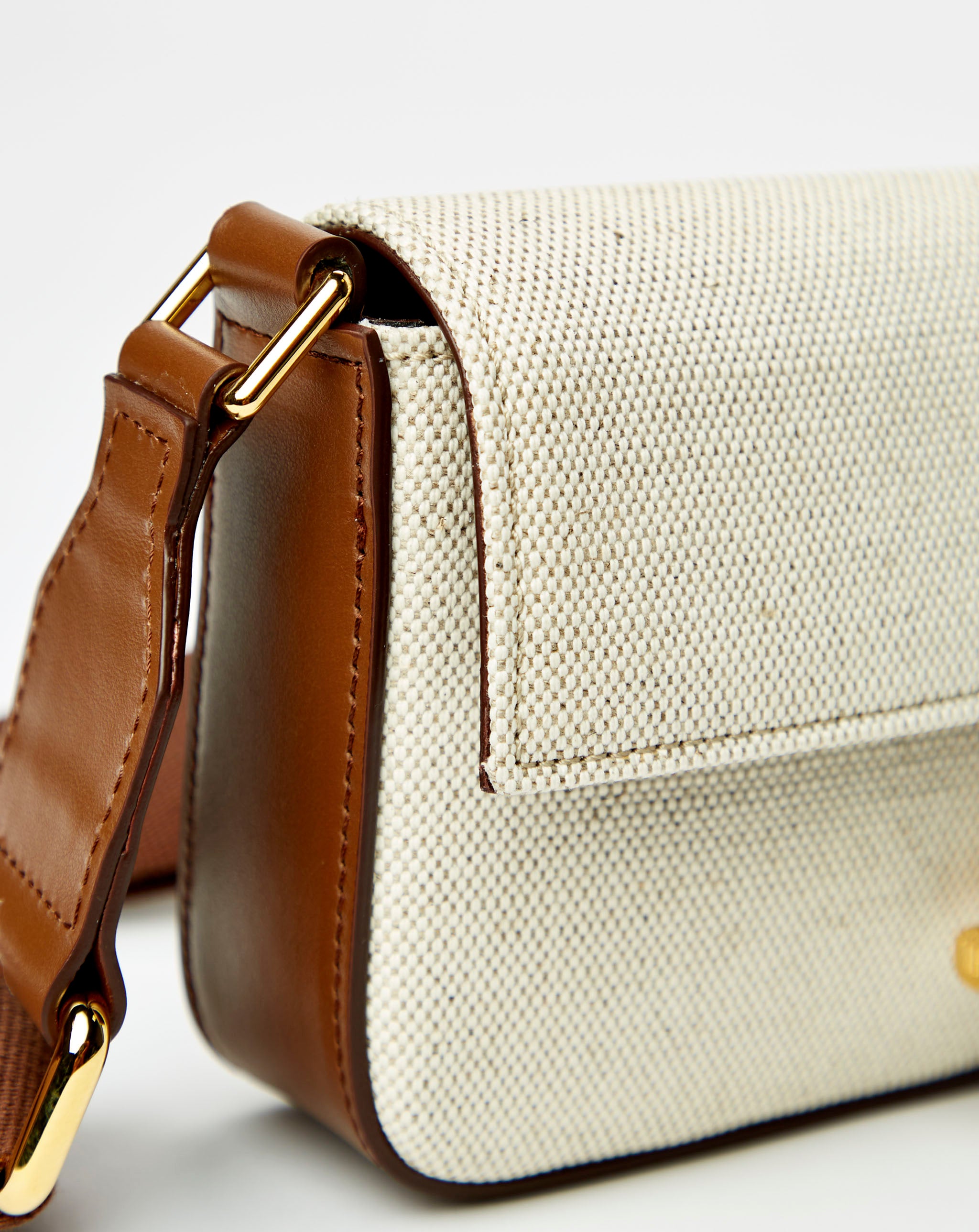 Canvas And Smooth Calf Mini Bag On Strap