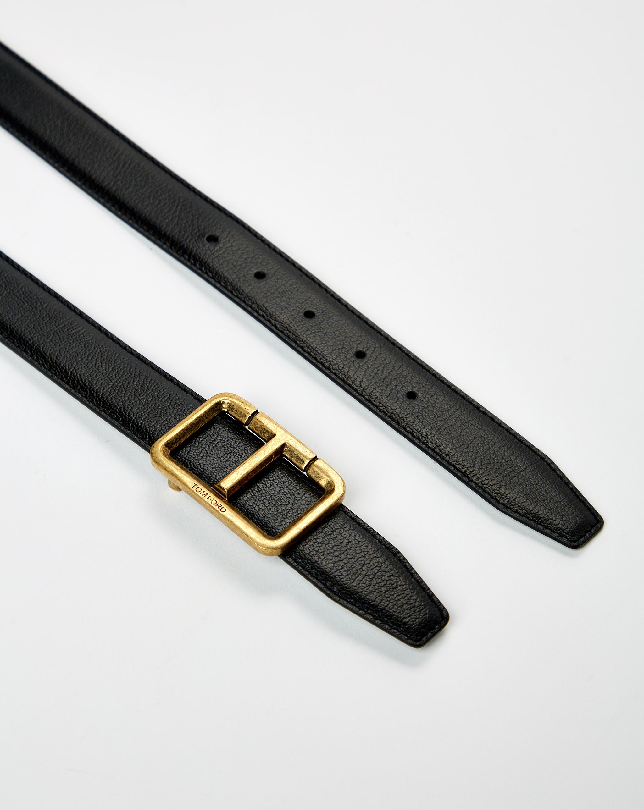 Leather T Belt Shiny Printed Goat