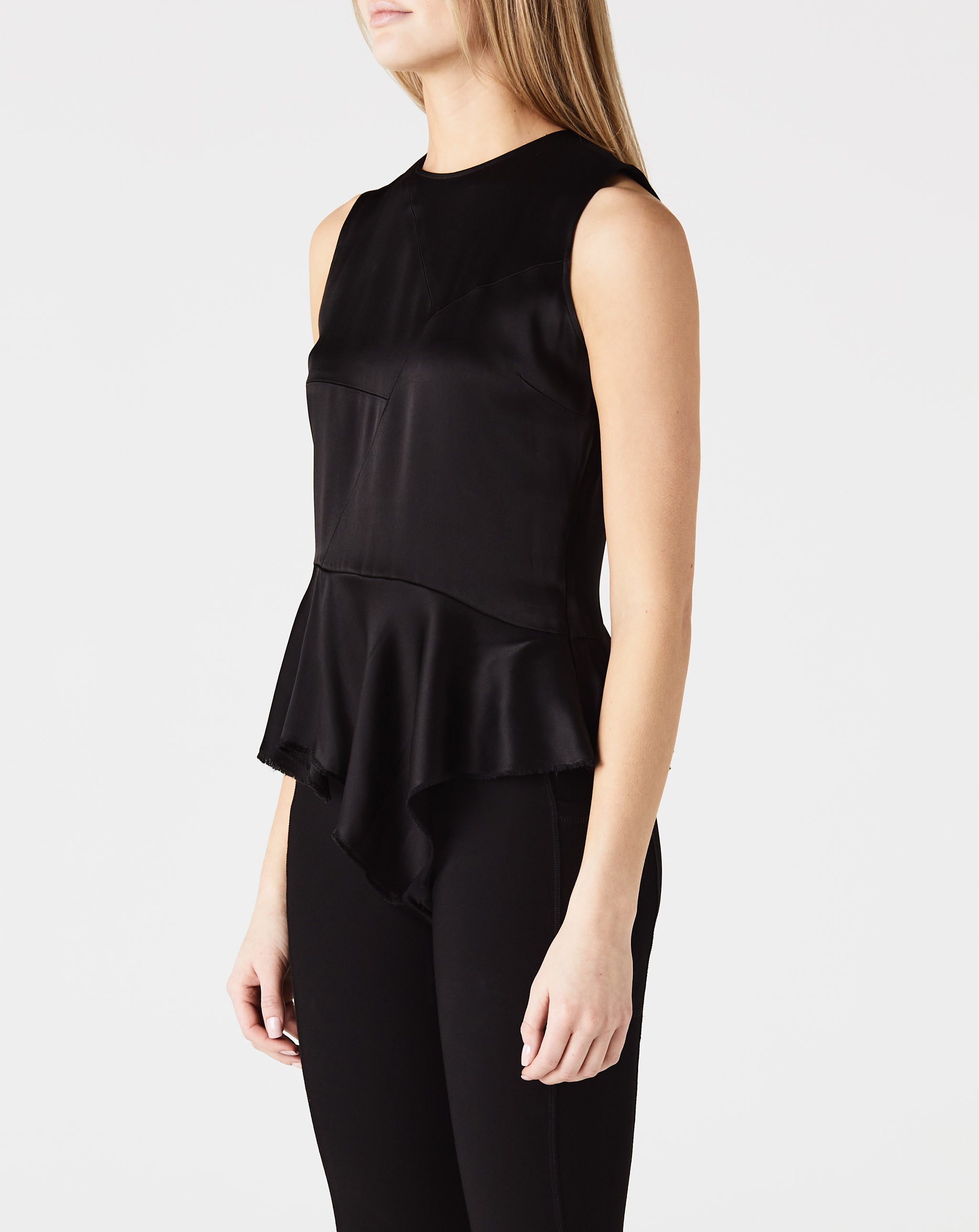 Fluid Double Face Satin Asymmetric Top